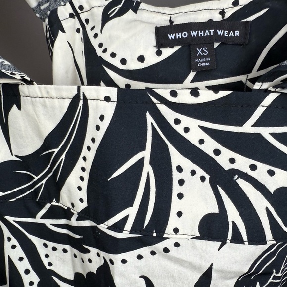 WeWoreWhat Ruffle Strap Open-Back Mini Dress | Black & White Floral | XS - Picture 3 of 5